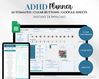 2026 ADHD Digital Life Planner Adult Spreadsheet Daily Worksheets Planners ADHD Day To Do List Planner Adult Digital Yearly Habit Tracker