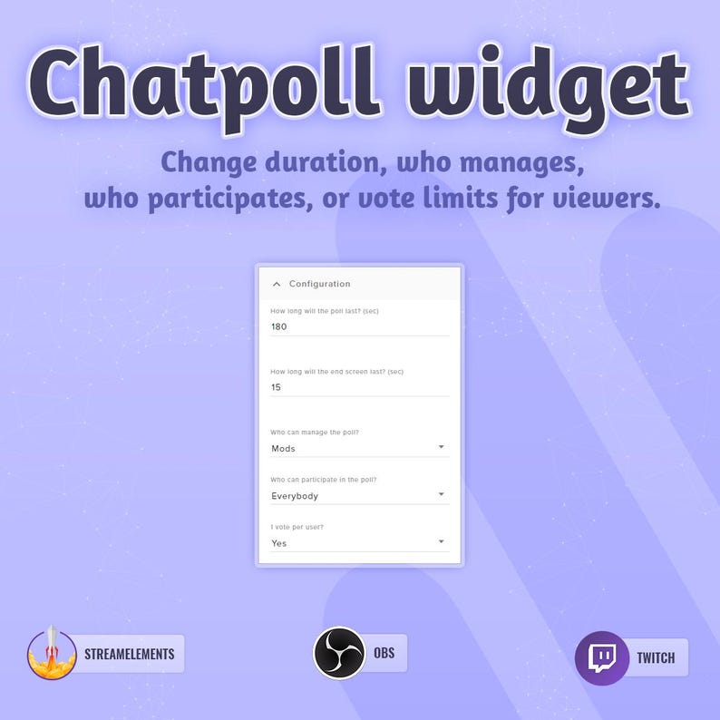 Custom Chat Poll - Twitch-chatwidget - Fully Customizable, Colors, Text ...