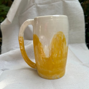 取っ手付き陶器製手作りビアジョッキ/Chope à bière Céramique avec anse/Lサイズ/ギフト/ビールジョッキ/陶器ジョッキ by Sangymoo