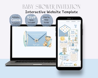 Baby On Board Baby Shower Website Invitation Trackable RSVP Editable Canva Invite