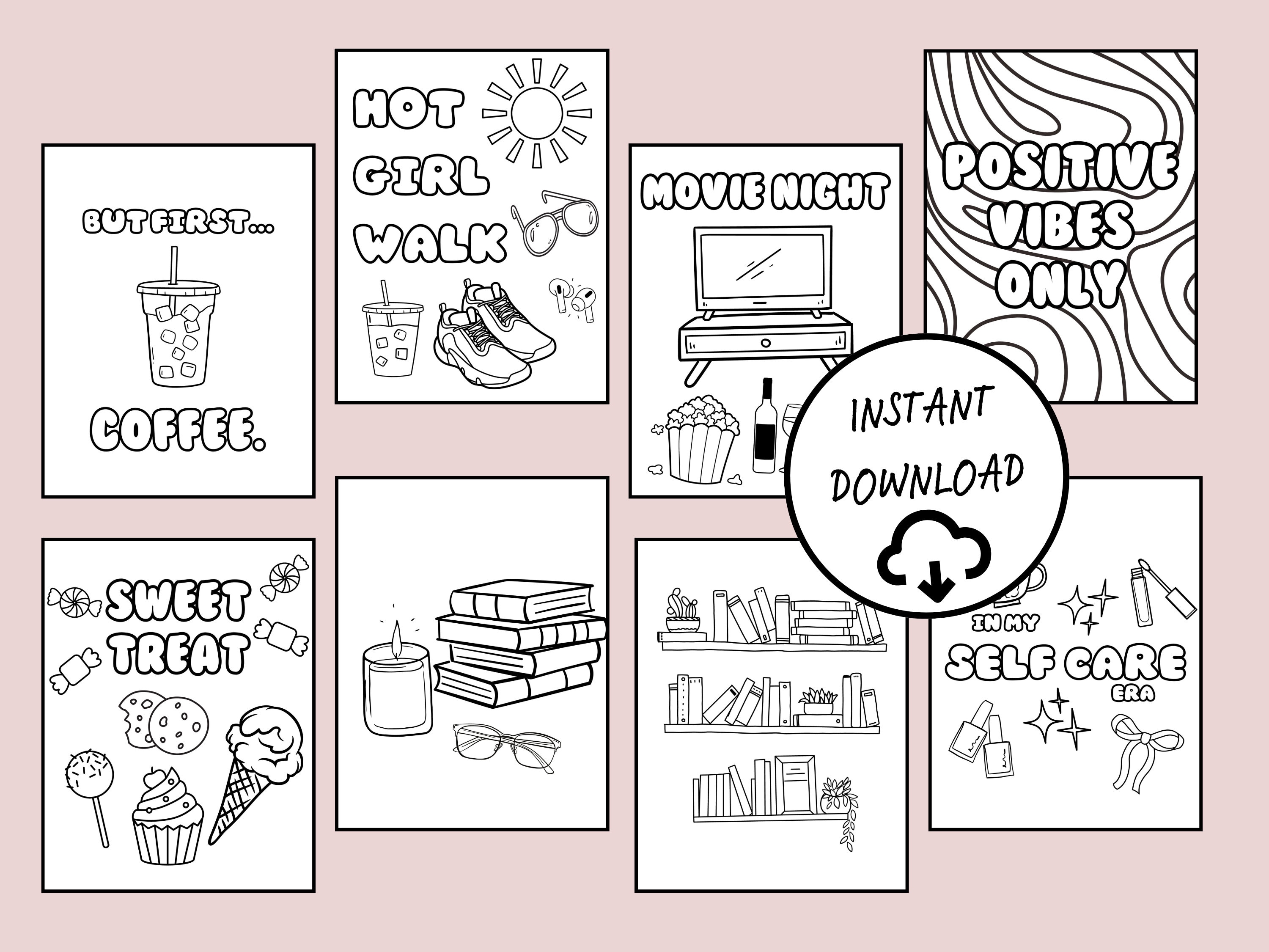 Preppy Coloring Pages: Girly Fun at Home (PDF Download) - Etsy