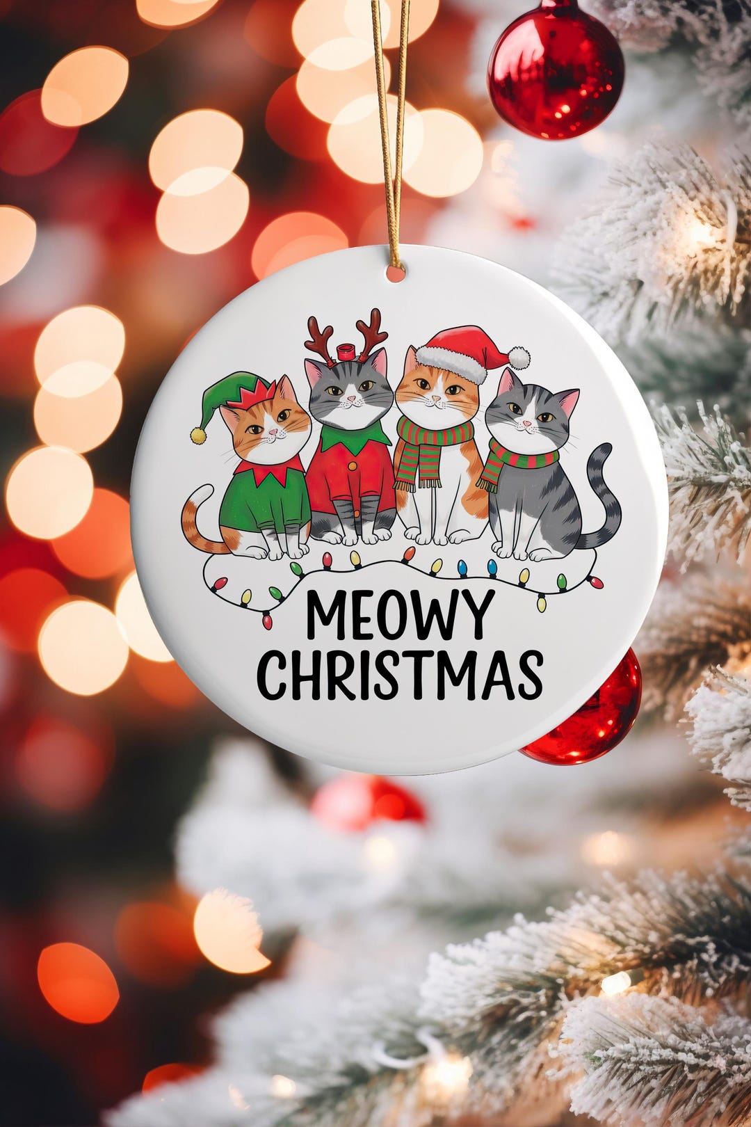 Meowy Christmas Cat Ornament - Cute Holiday Decor for Cat Lovers ...