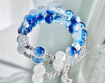 Handmade Galaxy Glass Bead Bracelet – Star Charm, Friendship Jewelry