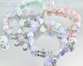 Gradient Glazed Glass Bead Bracelet, Good Fortune Amulet