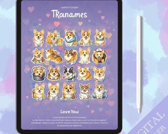 Welsh Corgi Stickers, Planner, Journal, iPad (PNG Digital File)