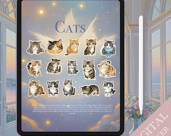Cat Kitten Digital Stickers: Planner, Journal (140 pcs) (PNG) (Digital Download)