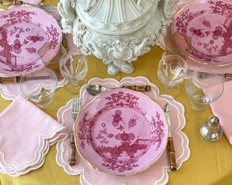 Runde gewellte rosa Baumwoll-Platzsets (6er-Set)