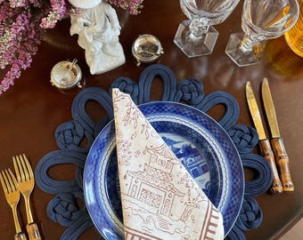 Handgefertigte Platzsets in Marineblau (4er Set)