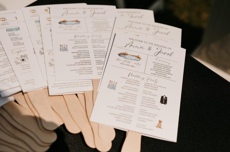 Infographic Wedding Program Template, Hand Fan Template, Wedding ...