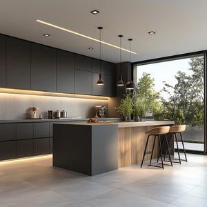 Interior Design of Modern Minimalist Kitchen | Custom 3D Modeling & Realistic Rendering