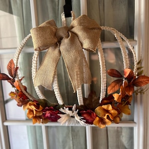 Pumpkin Wreath for Front Door, Pumpkin Door Hanger, 3D Pumpkin Wreath, Burlap Pumpkin, Fall Door Wreath, Fall Farmhouse Wreath