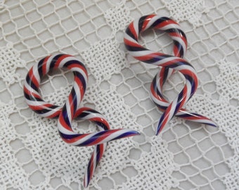 Glass spiral 4g red blue and black glass size 4 gauge