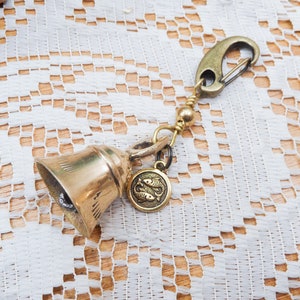 Guardian Biker Bell, Pisces charm, bell for motorcycles, Brass Bell, Biker gift, Pisces gift, stocking stuffer, biker bell