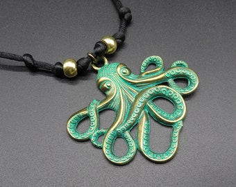 Octopus necklace, Women's necklace, Octopus lover, Kraken necklace, Gifts for Mom, Brass octopus, Kraken accessories, Octopus jewelry