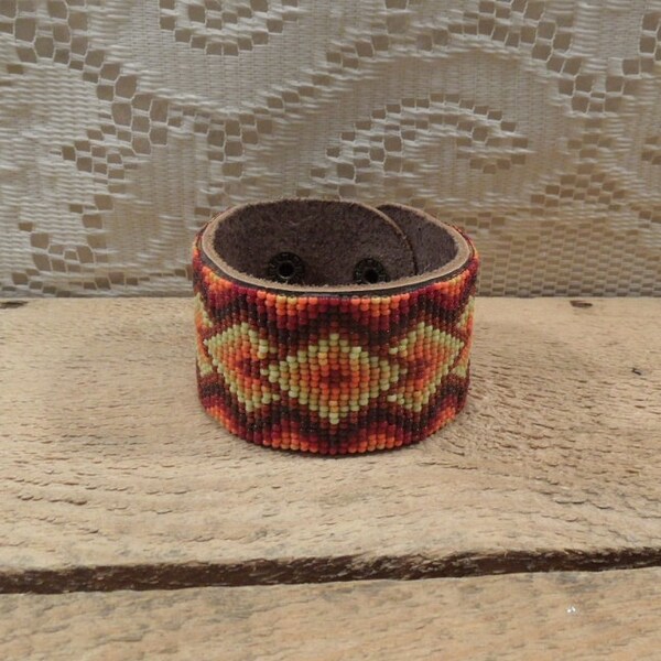 Beaded Leather Cuff