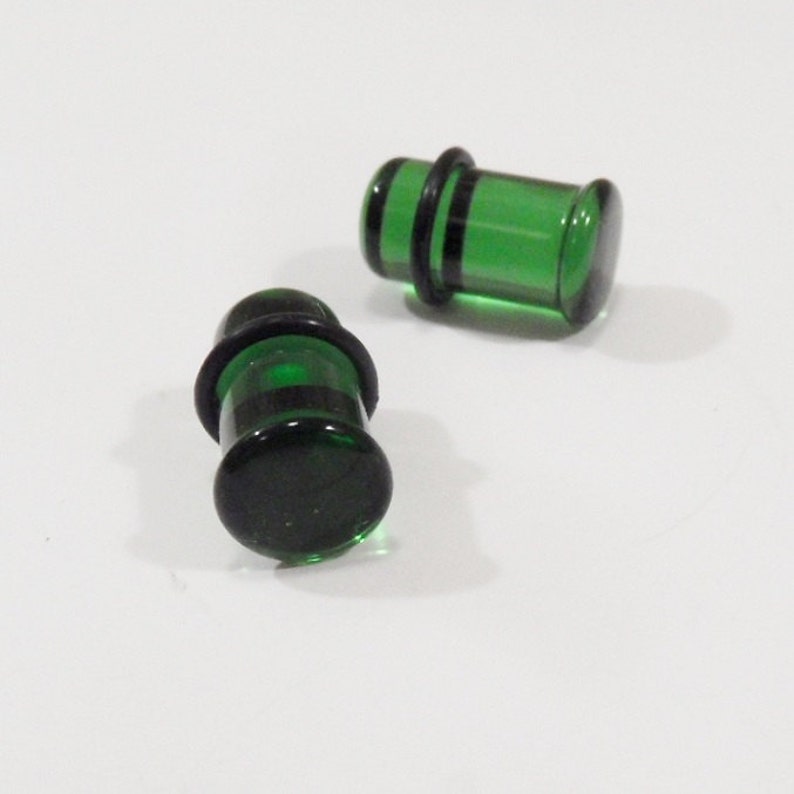 Glass plugs 0g gauges 0g green glass plug