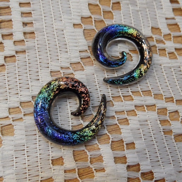 Glass spiral 2g dichroic glass rainbow 2 gauge