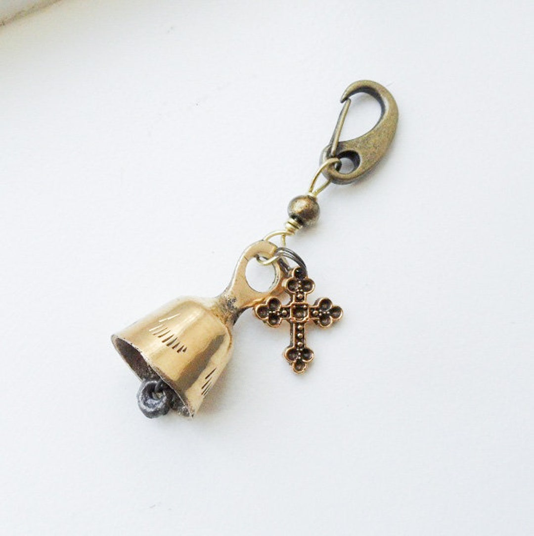 Guardian Bell, Cross Charm, Bell for Motorcycles, Brass Bell