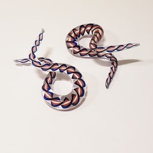 Glass Spiral 00g glass gauges red white and blue stripped spiral 00 gauge