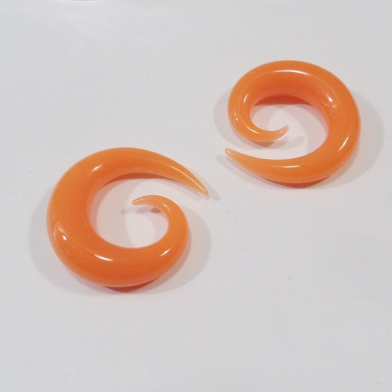 Glass Spiral 00g orange glass spiral 00 gauge spiral