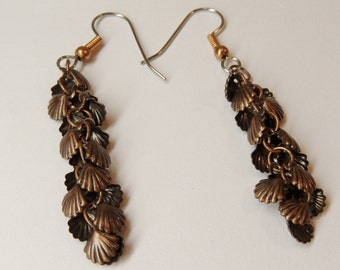 Shell earrings, Copper Earrings, Shell jewelry, Jewelry for shell lover, Shell accessories, Earrings for Mom