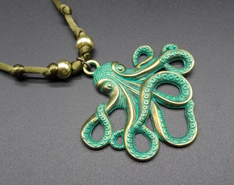 Octopus necklace, Women's necklace, Octopus lover gift, Kraken necklace, Gifts for Mom, Brass octopus, Kraken accessories, Octopus jewelry
