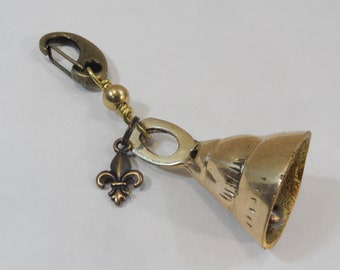 Guardian Biker Bell, fleur de lis charm, bell for motorcycles, Brass Bell, Biker gift, stocking stuffer, biker bell, motorcycle bell