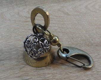 Guardian Biker Bell, Bell for motorcycles, Brass Bell with heart charm, Biker bell, Gift for Biker, Good luck bell, Riding bell