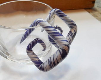 Glass gauges 00g blue and white angled glass spiral