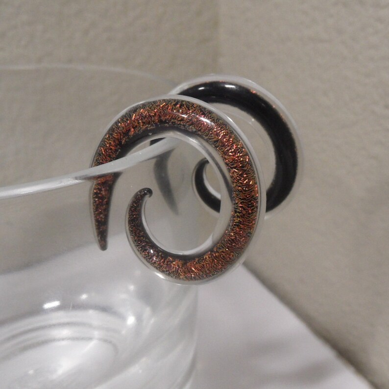 Glass Spiral 00g orange glass spiral 00 gauge spiral