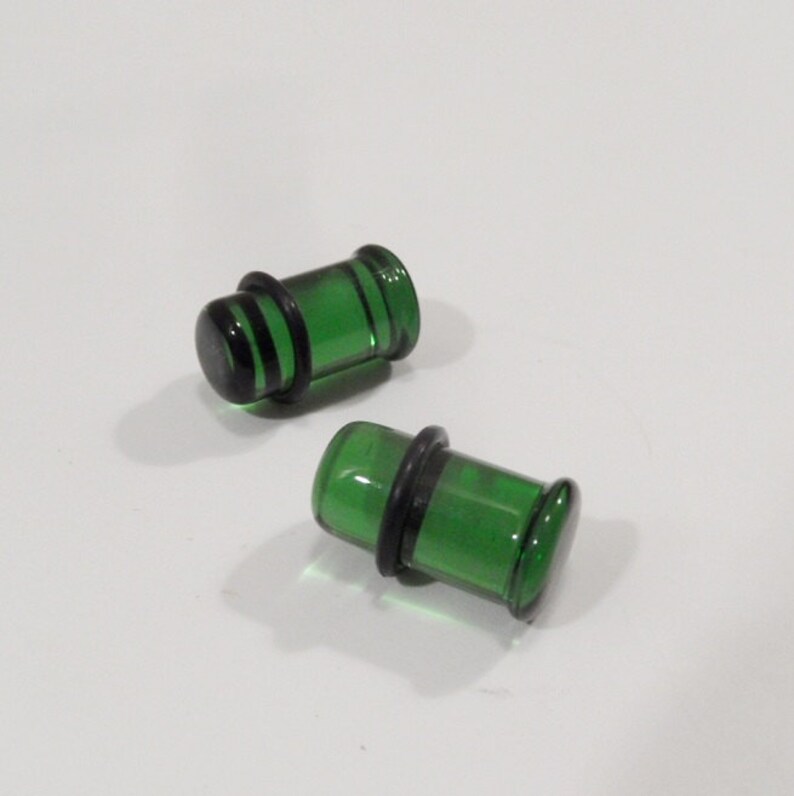 Glass plugs 0g gauges 0g green glass plug