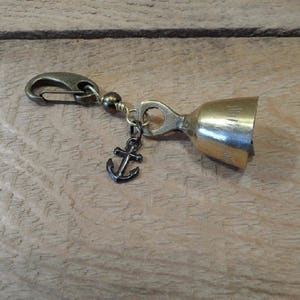 Guardian Bell, anchor charm, bell for motorcycles, Brass Bell, Biker gift, stocking stuffer, biker bell, gift for biker, motorcycle bell