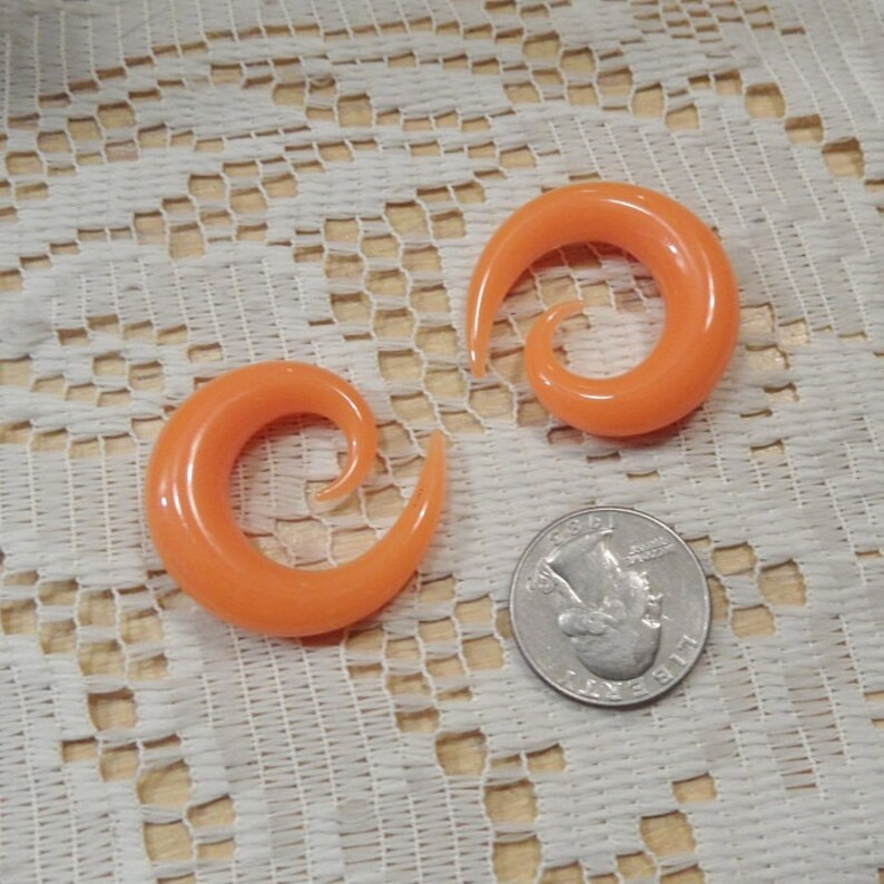 Glass Spiral 00g orange glass spiral 00 gauge spiral