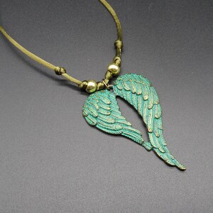 Angel wing necklace, Women&#39;s necklace, Wings necklace, Angel lover, Gifts for Mom, Brass wings, Angle wing accessories, Wing jewelry