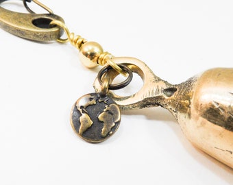 Guardian biker Bell, world charm, bell for motorcycles, Brass Bell, Biker gift, stocking stuffer, gift for biker, motorcycle bell