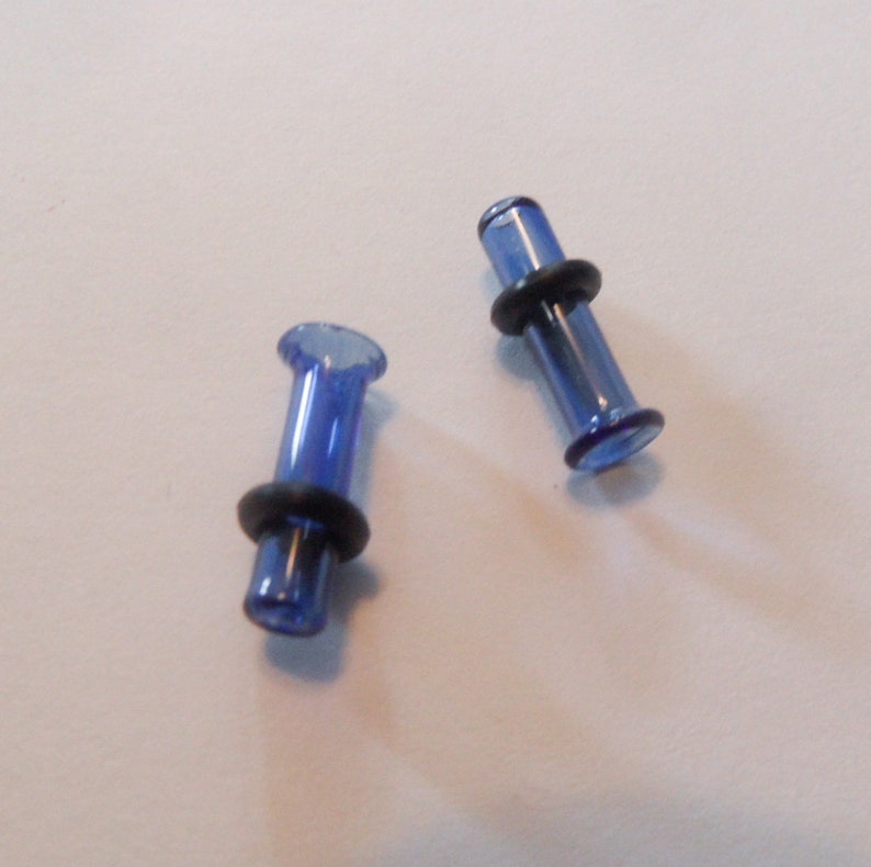 Glass plugs 6g blue transparent glass plug 6 gauge