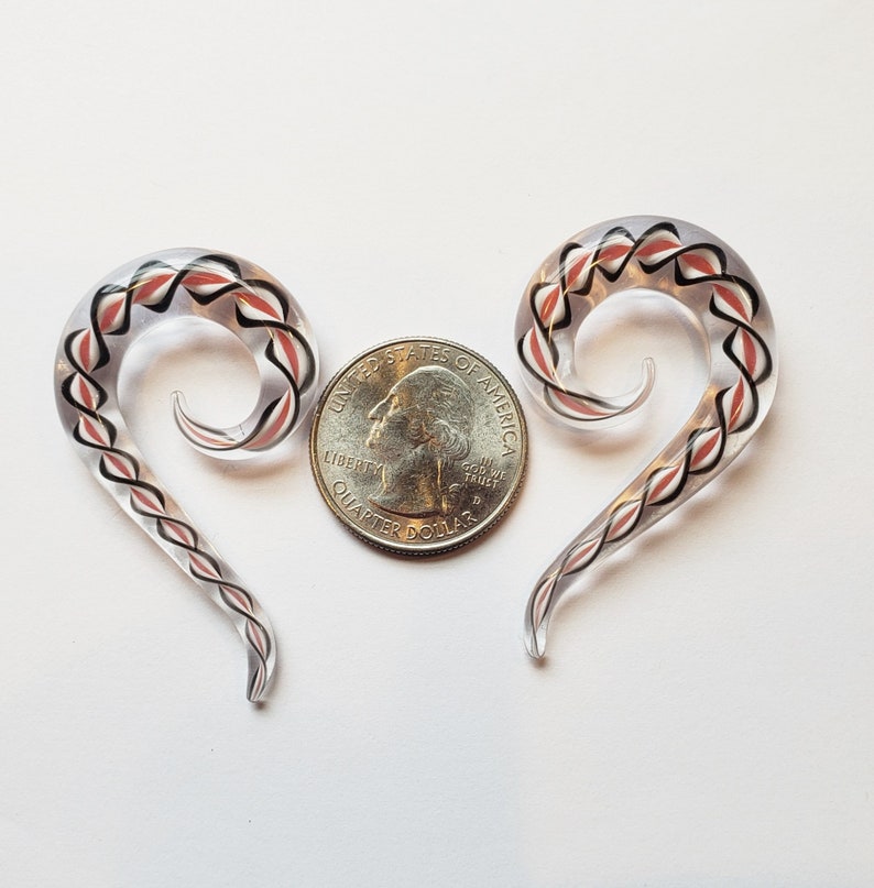 Glass gauges 0g red white black clear spiral 0 gauge glass