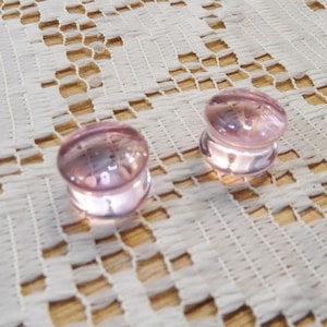 Glass spirals, 1/2 inch gauge, transparent pink, glass plug