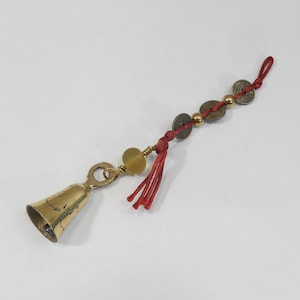 Feng Shui Bell, 3 Chinese coins, Feng Shui home décor, housewarming gift, good luck gift, Chinese Coins, attract wealth,  fortune coins