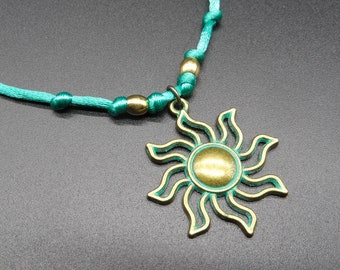 Sun choker, Sun necklace, Celestial necklace, Sun charm, Mother's Day gift, Golden sun jewelry, Sun pendant, Celestial jewelry