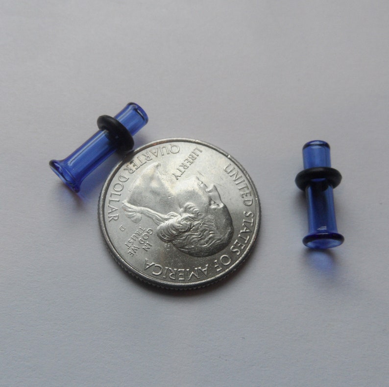 Glass plugs 6g blue transparent glass plug 6 gauge