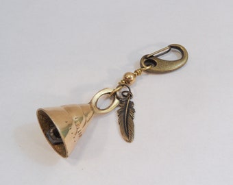 Guardian Biker Bell, feather charm, bell for motorcycles, Brass Bell, Biker gift, stocking stuffer, gift for biker, motorcycle bell