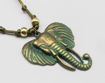 Elephant necklace, Women's necklace, Elephant lover, Gifts for Mom, Brass elephant, Elephant accessories, Elephant jewelry