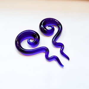 Glass gauges, Glass spiral, 7/16 inch, cobalt blue glass spiral