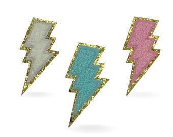 fluffy lightning bolts iron on/sew on patches