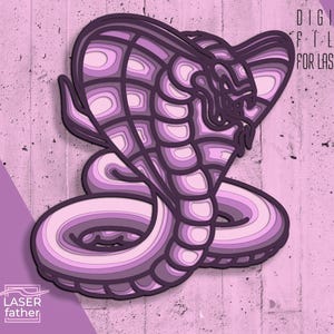 Cobra silhouet, gelaagde SVG, slang lasergesneden, Glowforge ontwerpen, Instant Download ai eps cdr dxf dwg, CNC-routerbestanden, Cricut Crafts