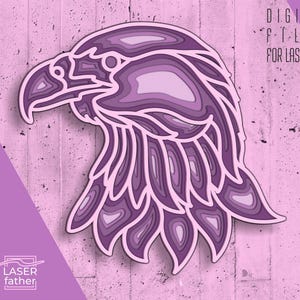 Eagle Head SVG, Bird DXF, Layered Animals, 3D Laser Cut Files, Digital Download dwg eps cdr ai, Cricut Paper Craft, Multilayer Art