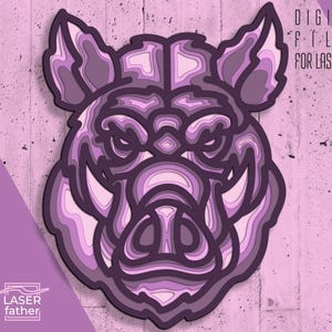 Javali SVG, 3D Multicamadas, Modelo Cricut, Arte Animal da Floresta, Modelo de Corte a Laser, Download Instantâneo, Artesanato em Madeira, Arquivos Vetoriais CNC