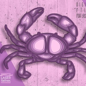 Krabbe SVG, Meerestier DXF, 3D Papierschnitt, Multilayer Art, laserfertige Dateien, Glowforge Vorlage, sofortiger digitaler Download