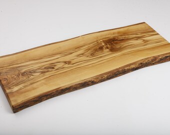 Natural Edge Olive Wood Cutting & Serving Board-Handcrafted,Sustainable, Rustic Charm, Personalized for Your Unique Kitchen-Tabletop Display